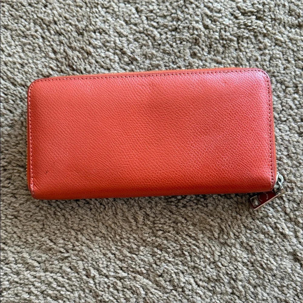 Coach Orange Zip-Around Leather Wallet - Picture 2 of 7